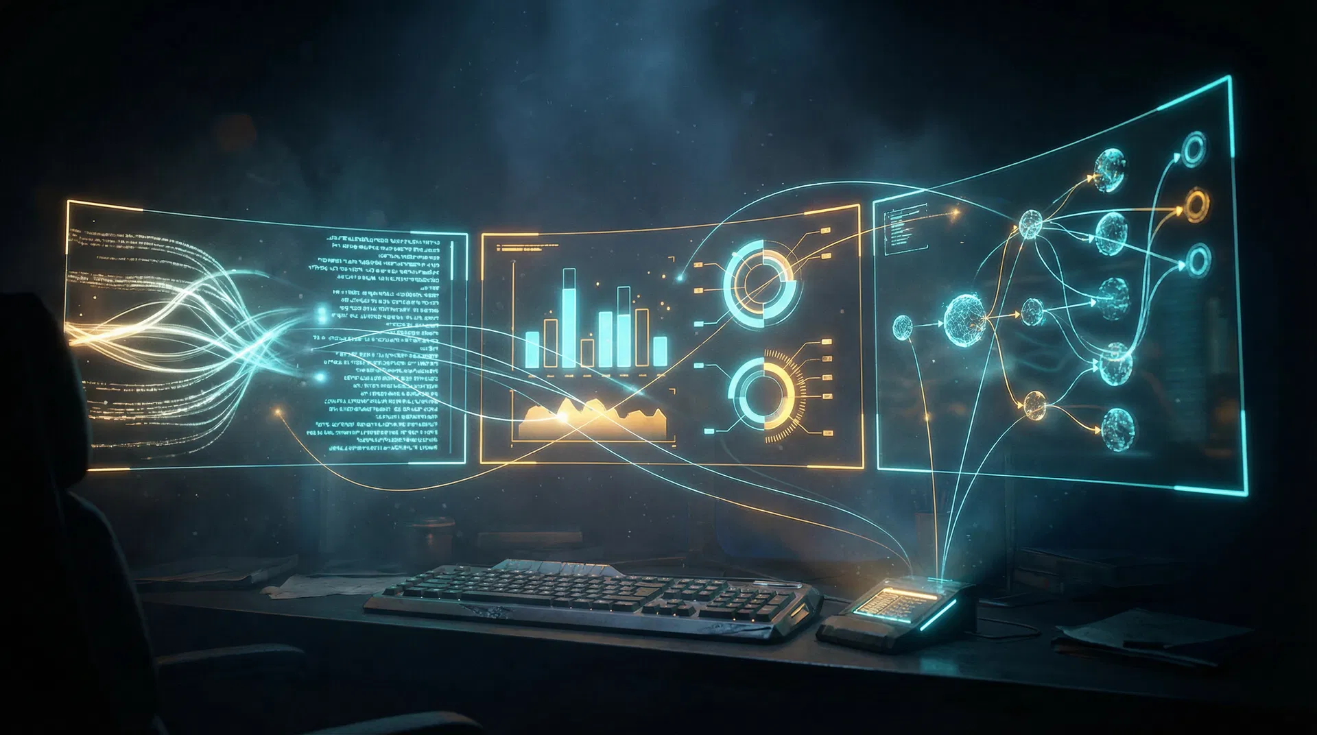 AI content tools holographic interface