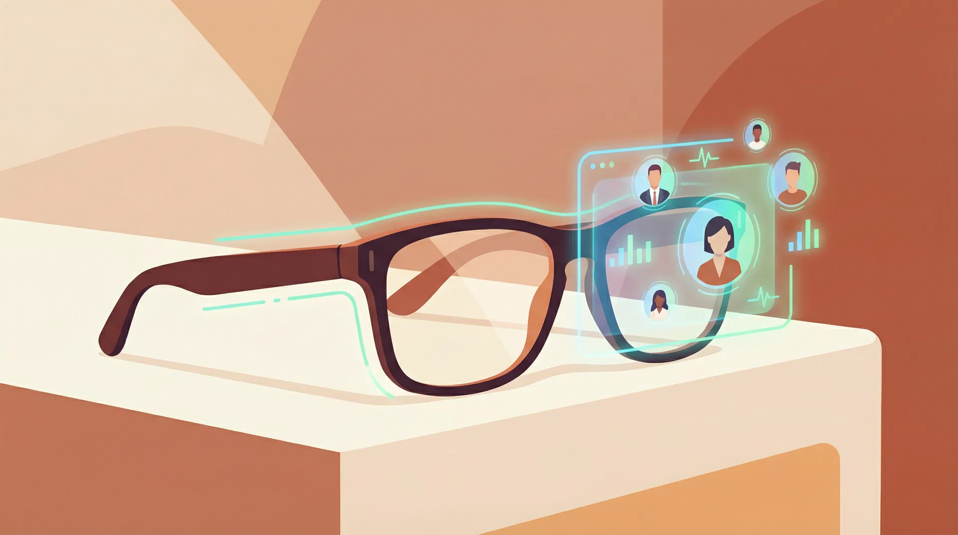 Meta AI glasses with employee engagement overlay