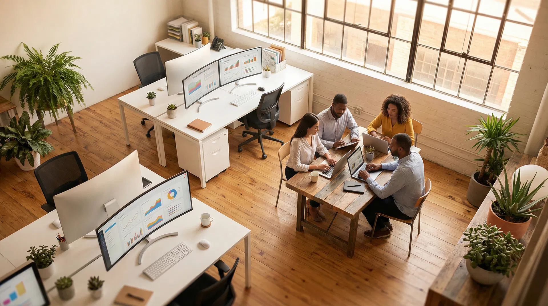 Jive Media team collaborating in a modern workspace