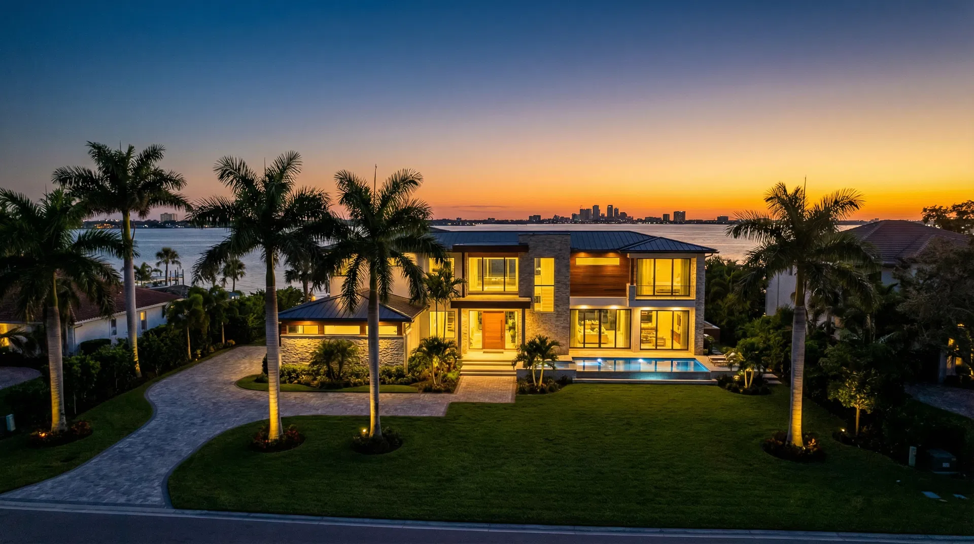 Beautiful Florida home at twilight