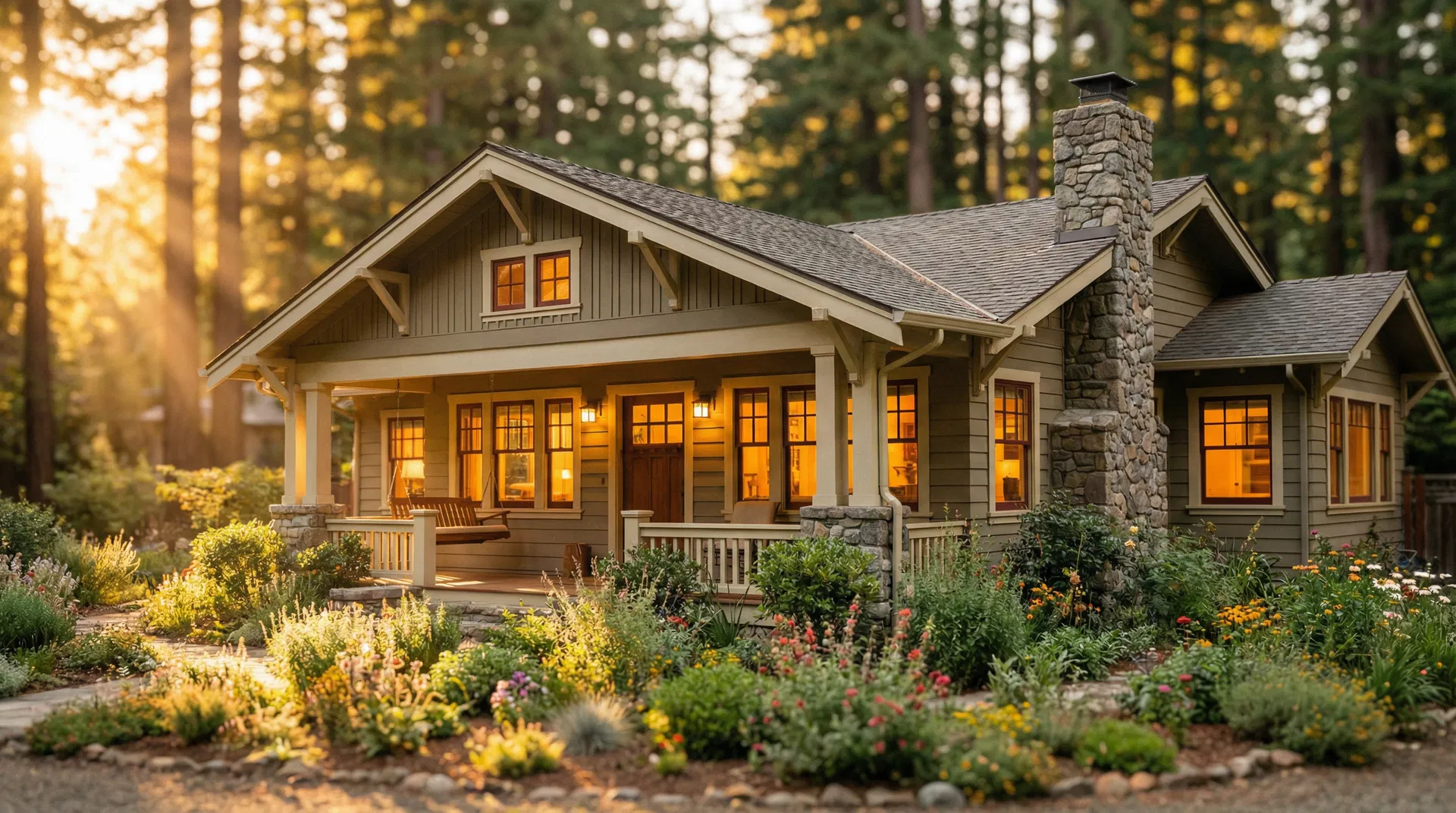 A warm, safe home at golden hour