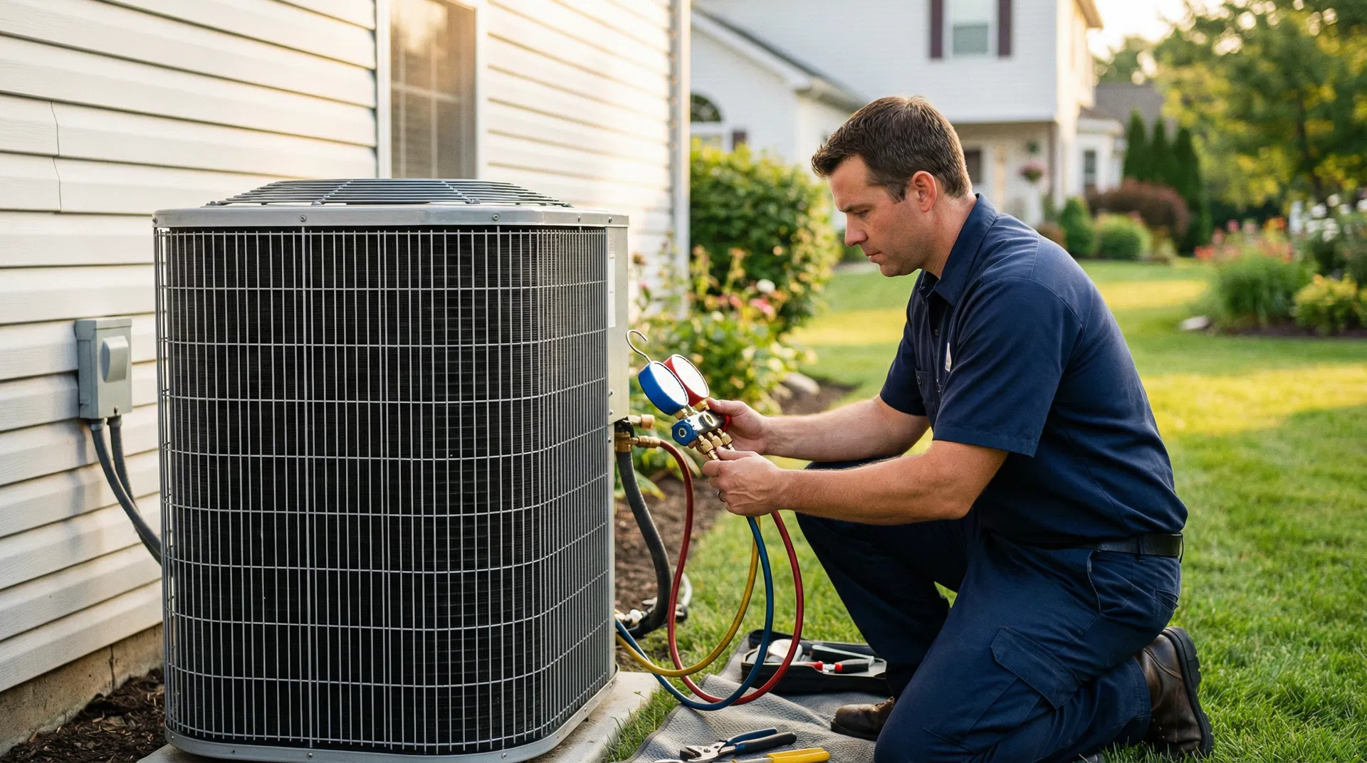 Air conditioning unit being serviced in Hackettstown NJ — HVAC maintenance guide