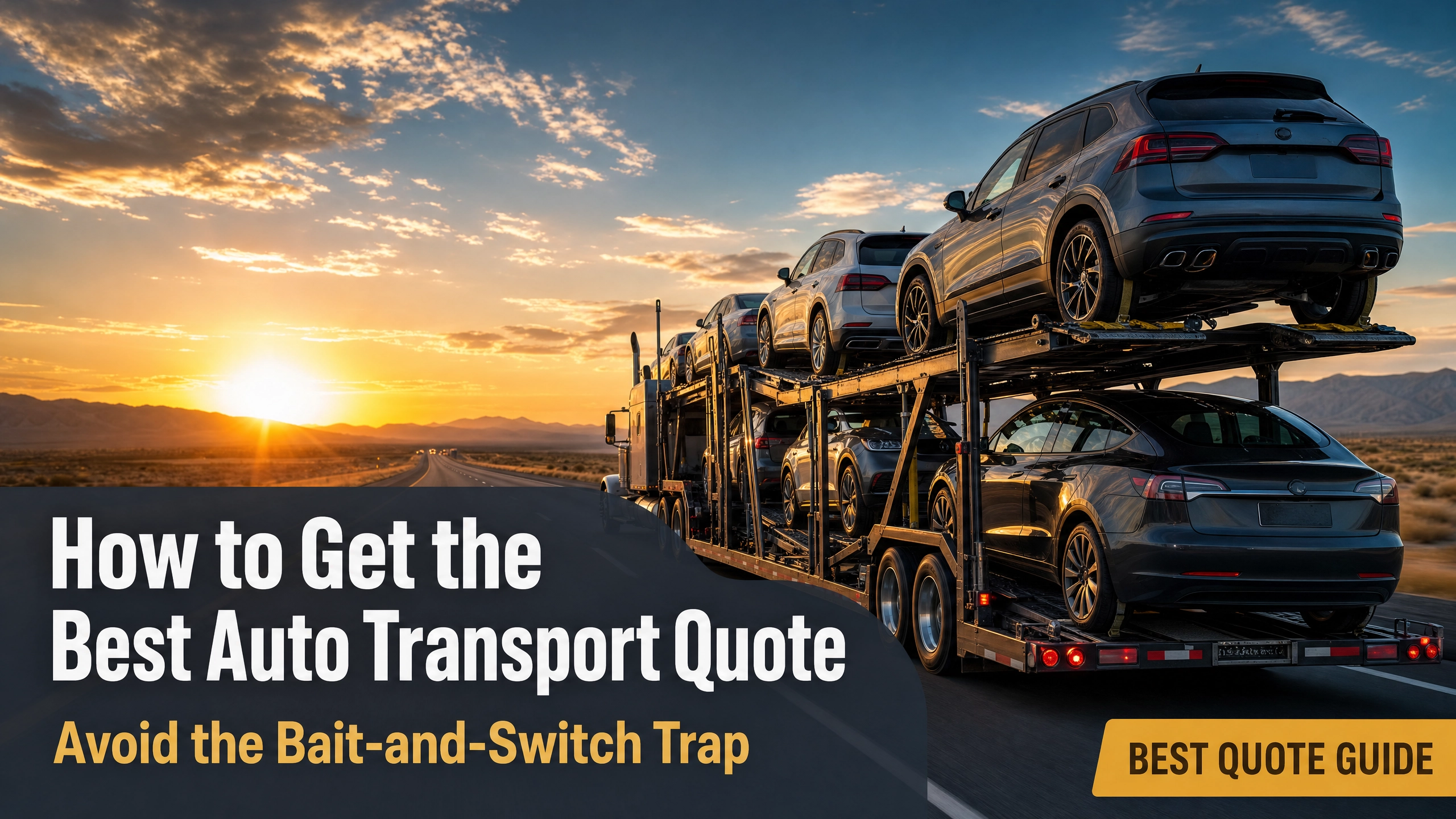How to Get the Best Auto Transport Quote — car carrier truck on highway at golden hour