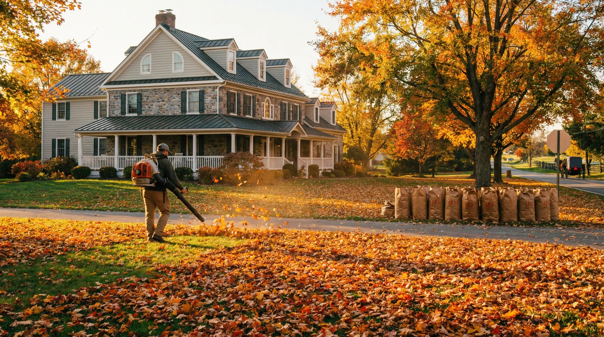 Professional fall yard debris cleanup in Lancaster County Pennsylvania - Lawn Legend LLC