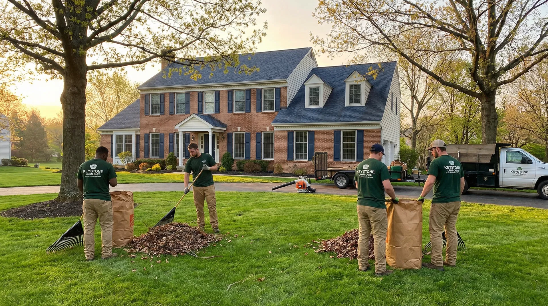 Professional yard debris cleanup crew working in Reamstown PA Lancaster County