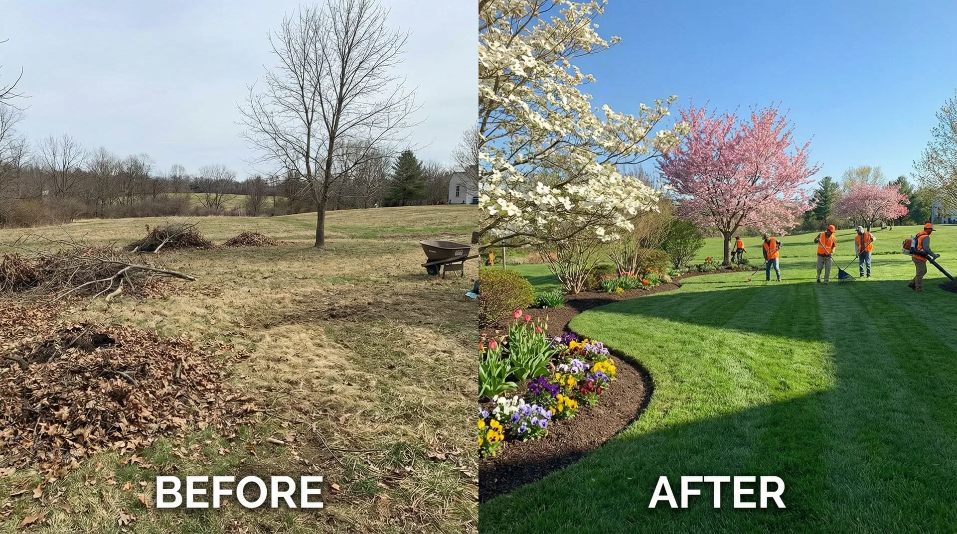 Spring yard debris cleanup transformation in Denver PA Lancaster County