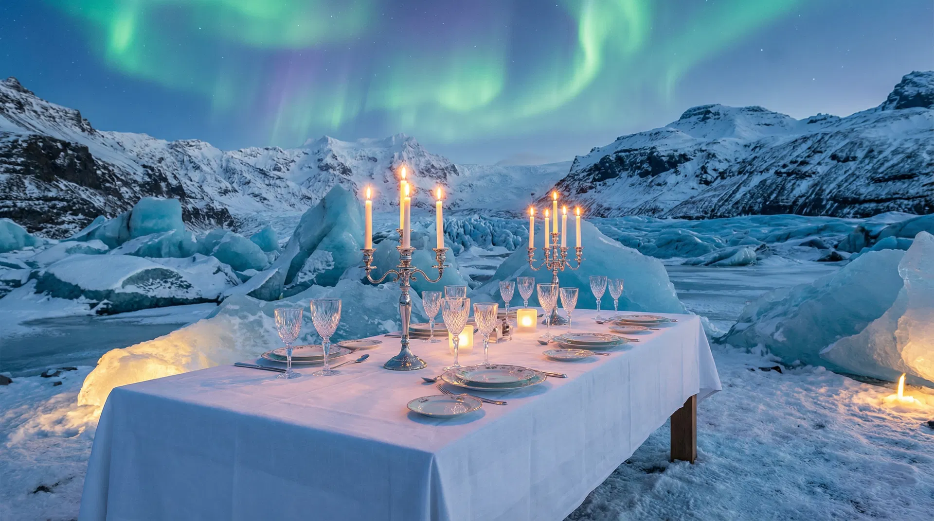 Glacier Dinner Under the Aurora