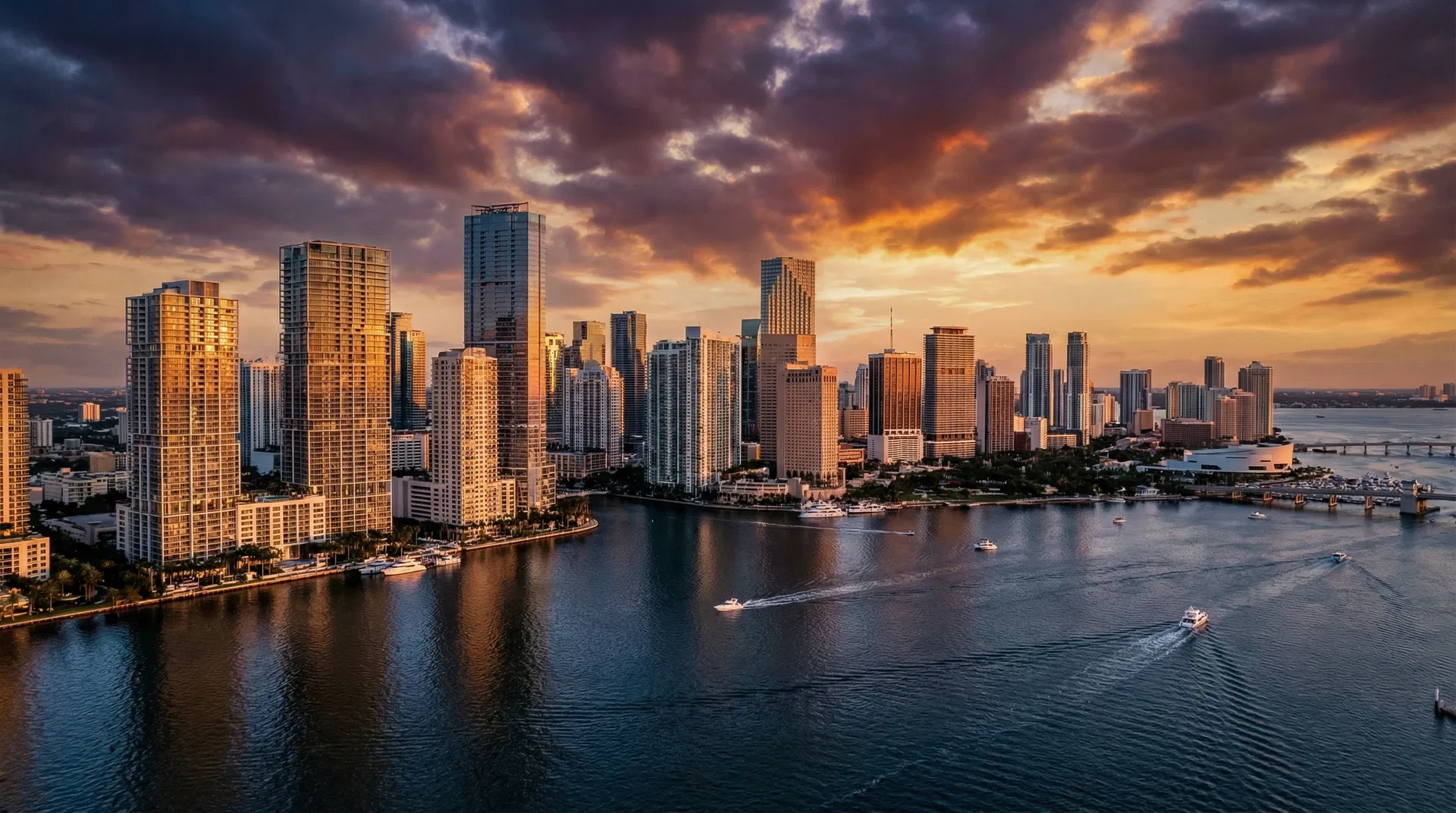 Miami skyline at sunset