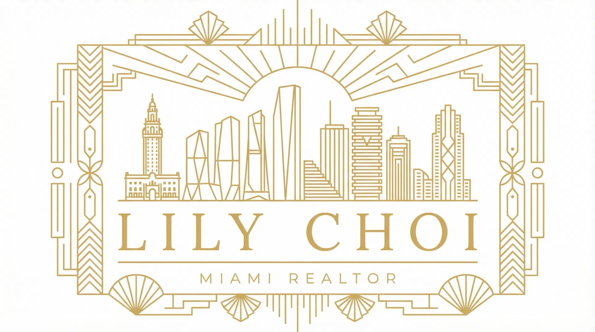 Lily Choi Miami Realtor — Art Deco Cityscape Logo