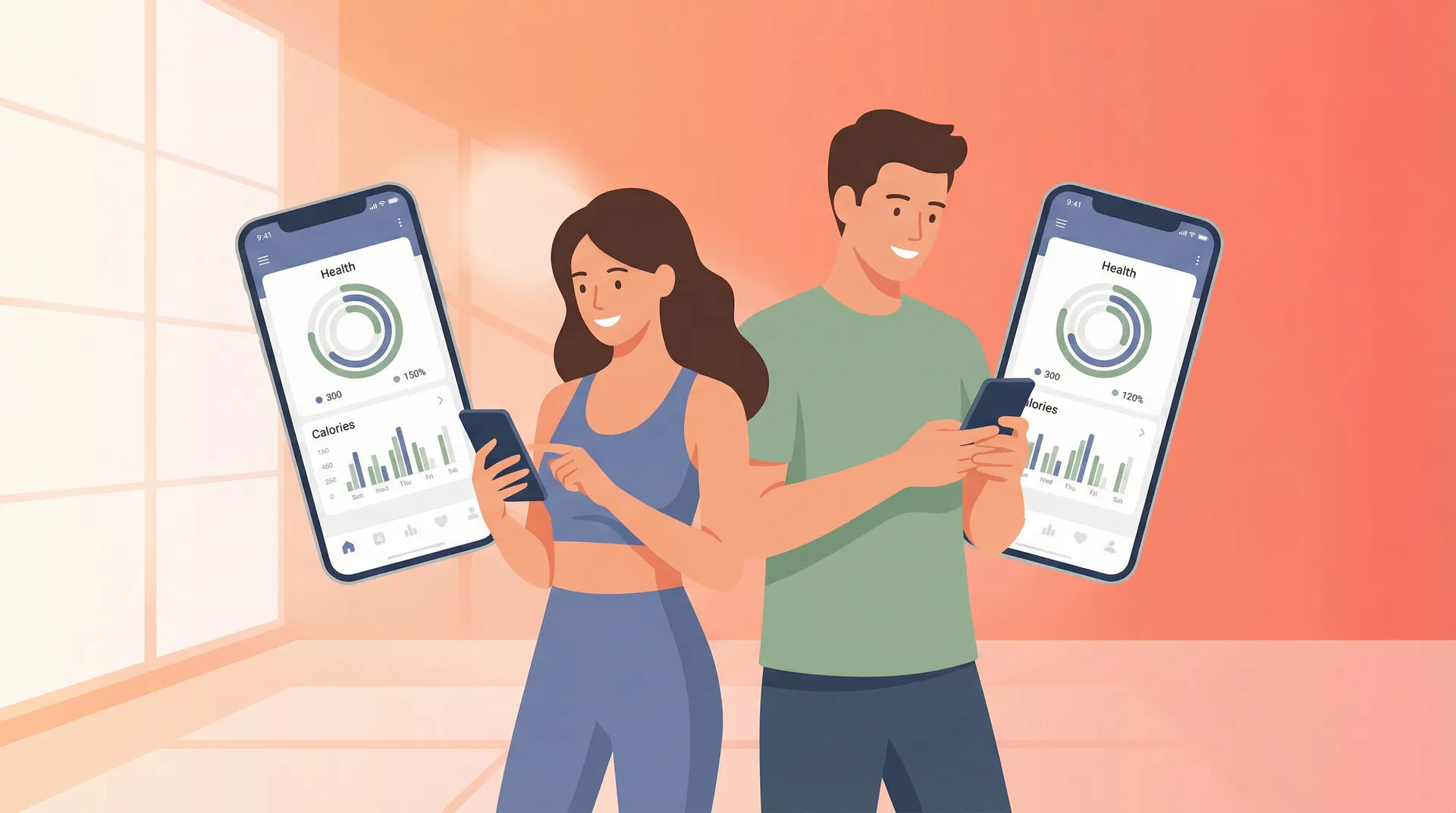 DuoRise app showing couple tracking calories together