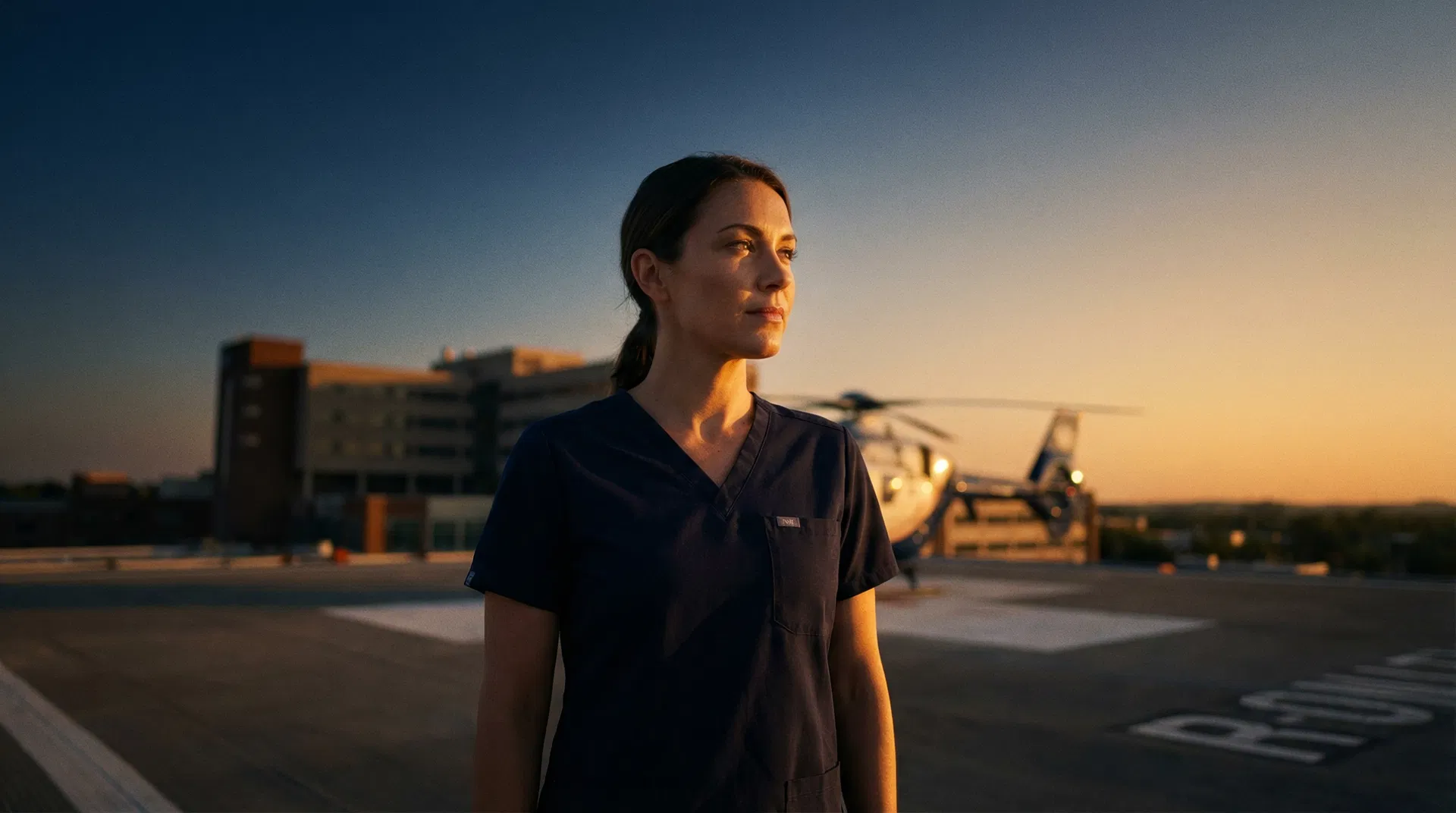 Flight nurse at dawn