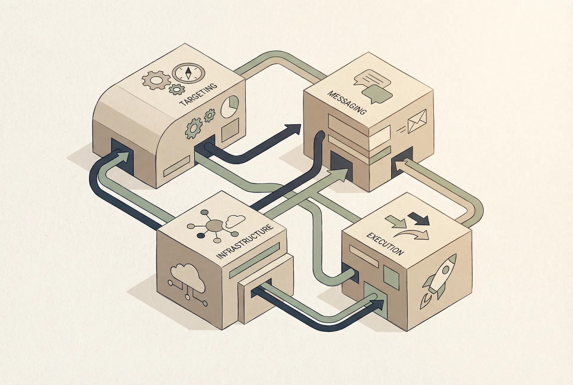 Isometric visualization of the outbound system