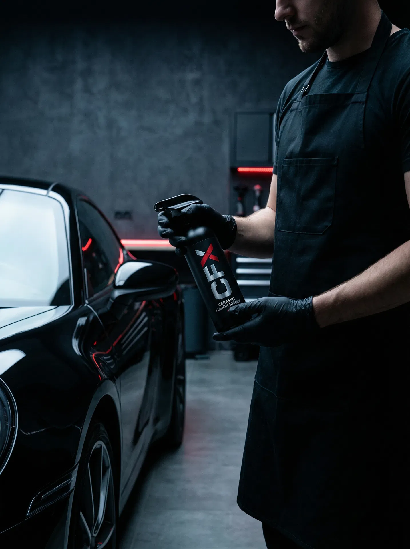 Professional detailer at work