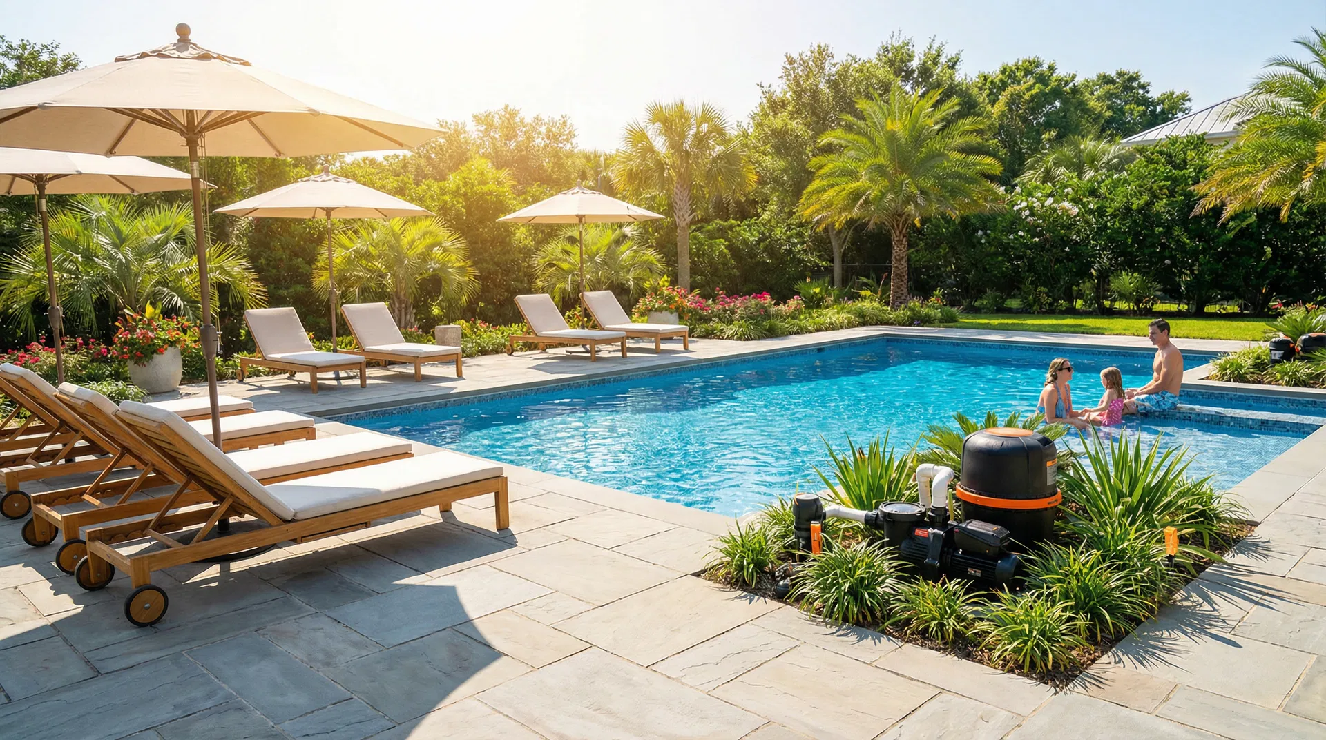 Luxury pool with BLACK+DECKER equipment