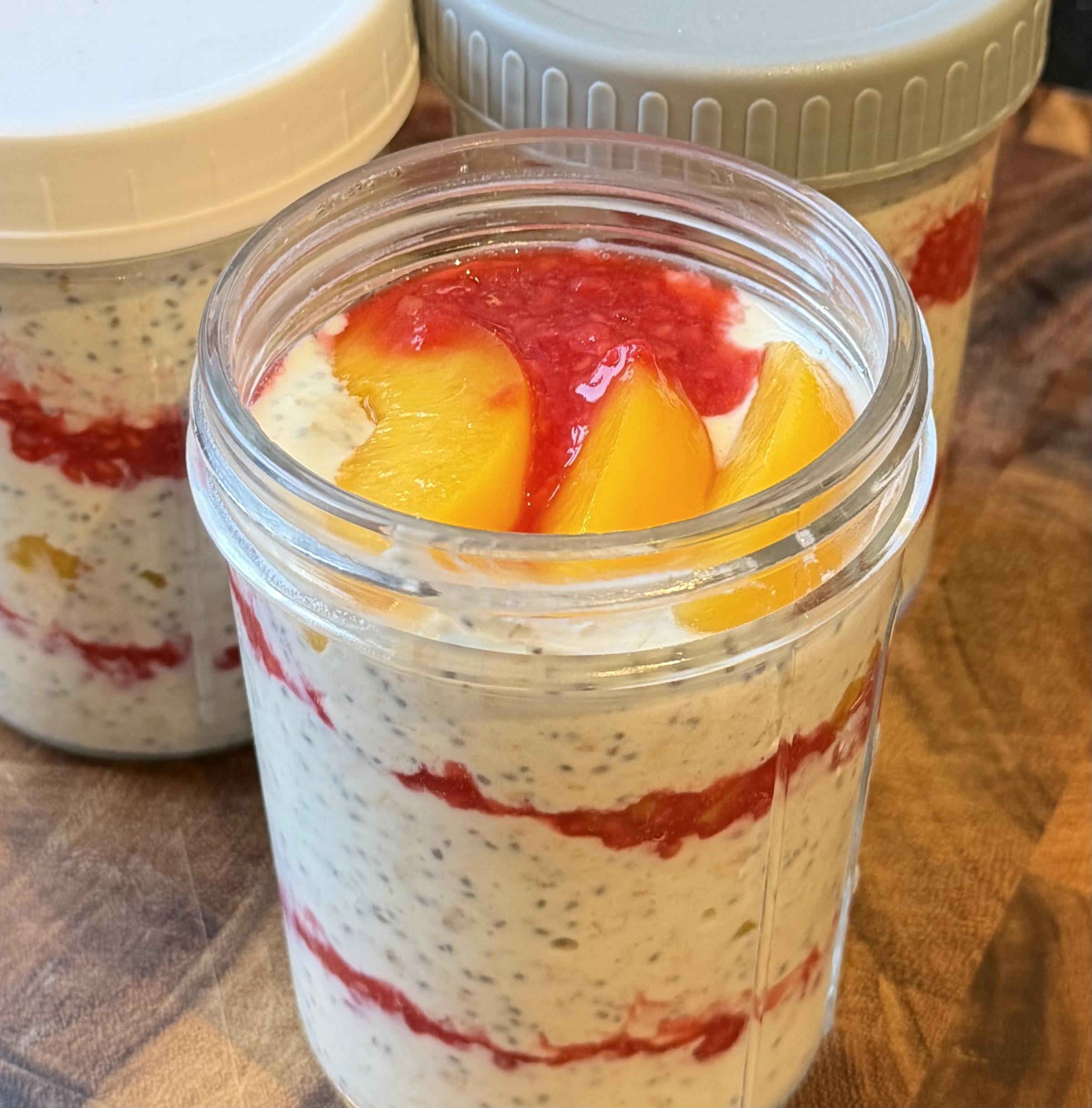 Peach Melba Overnight Oats
