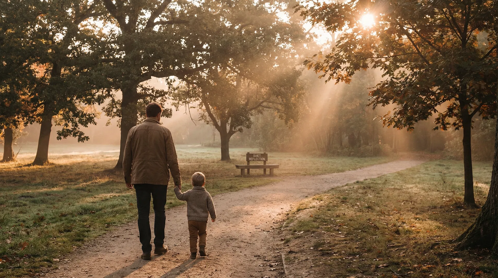 A father and child walking together