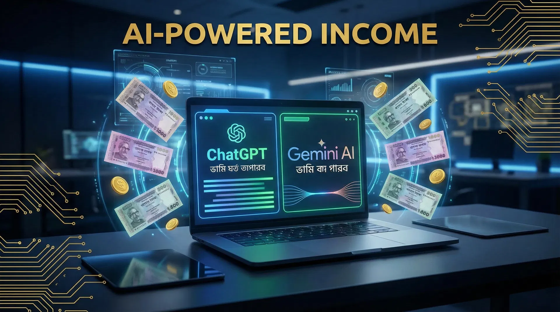 ChatGPT ও Gemini দিয়ে মাসে ৫০,০০০ টাকা আয় করার বাস্তব উপায়