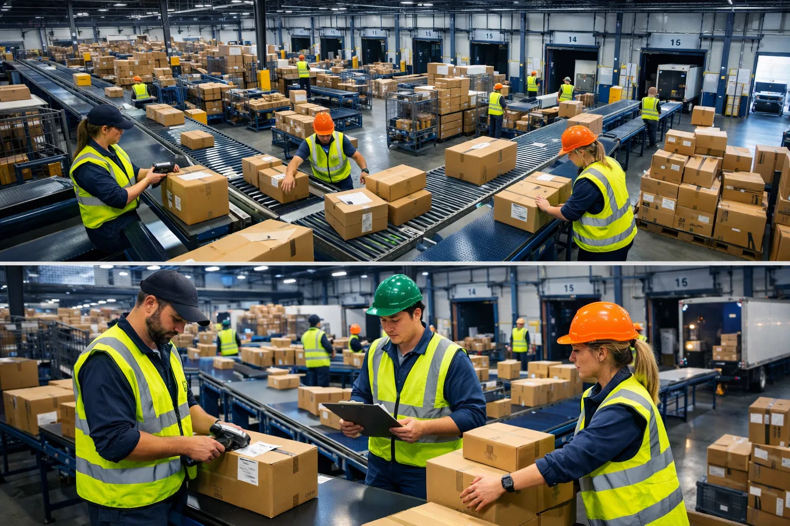 Warehouse and logistics workers in BC distribution center