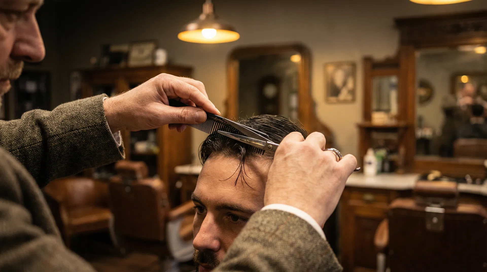 Professional barber at work