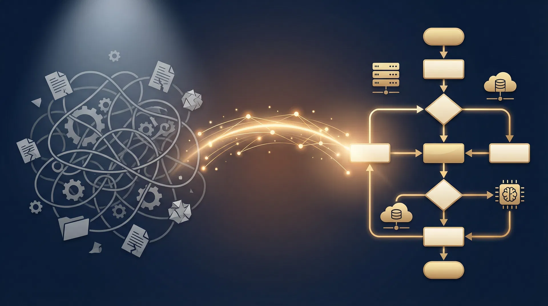 Business transformation from manual chaos to AI-optimized systems