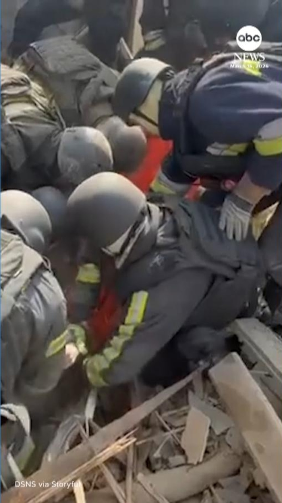 WATCH: Rescuers spot woman's hand reaching out in Ukraine Rubble