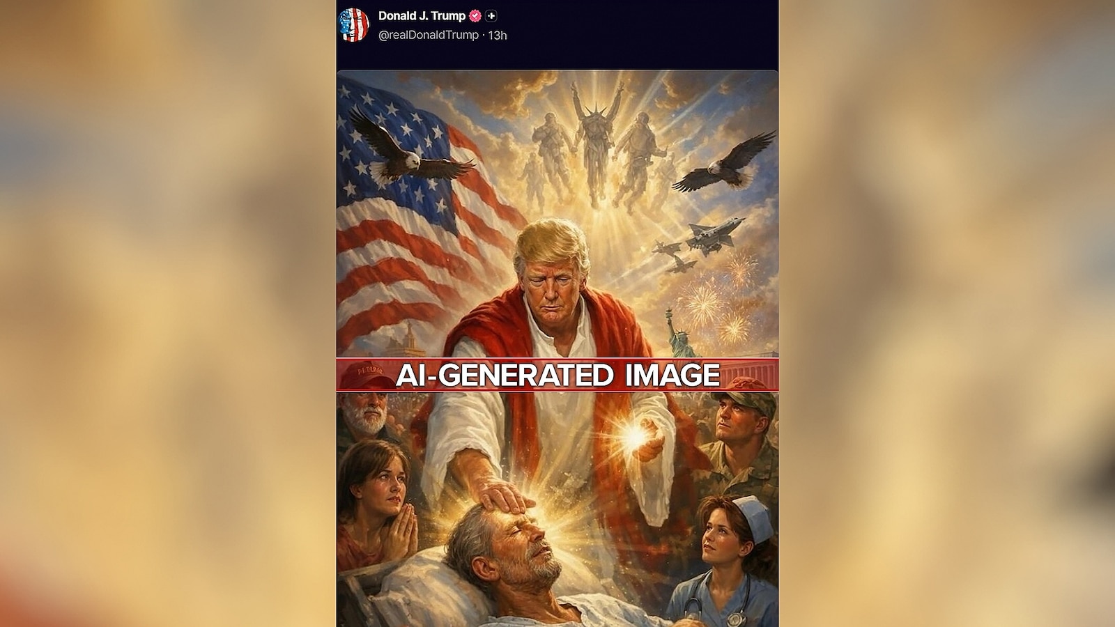 Trump takes down image from social media that depicted him as Jesus-like figure