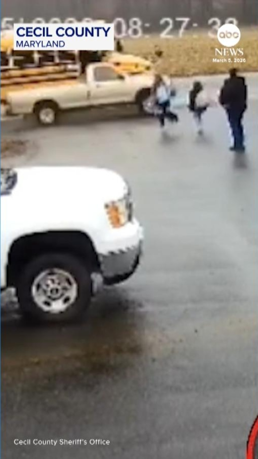 WATCH: Pickup truck narrowly avoids children boarding school bus