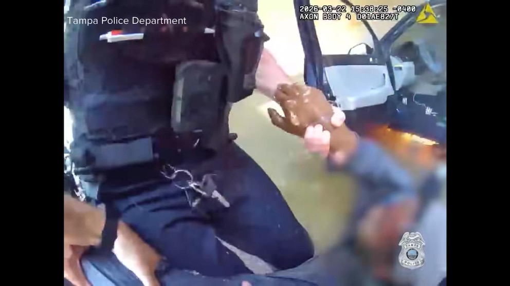 WATCH: Video shows man being pulled from burning car in Tampa