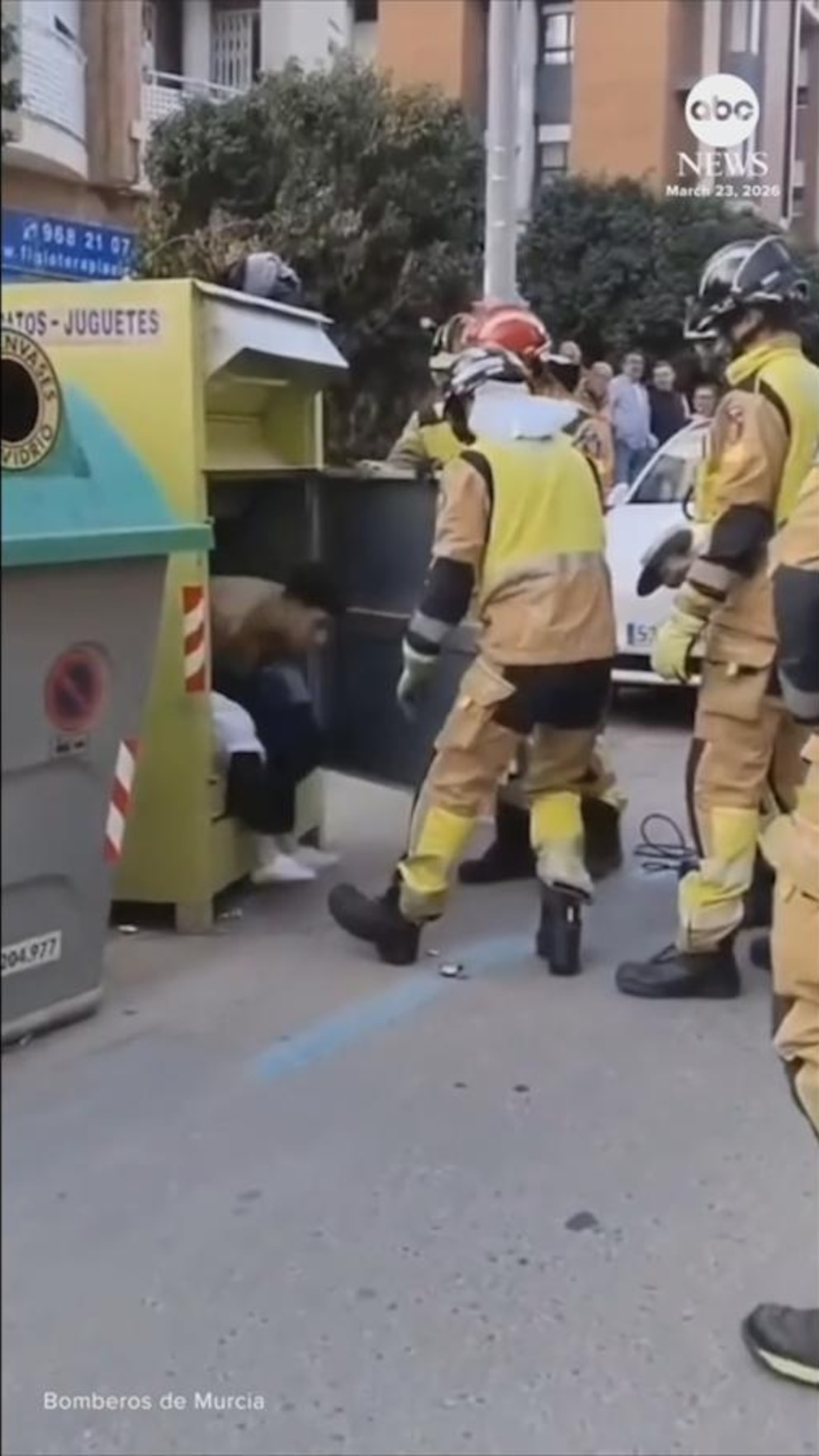WATCH: Firefighters rescue man who got stuck in clothing donation box