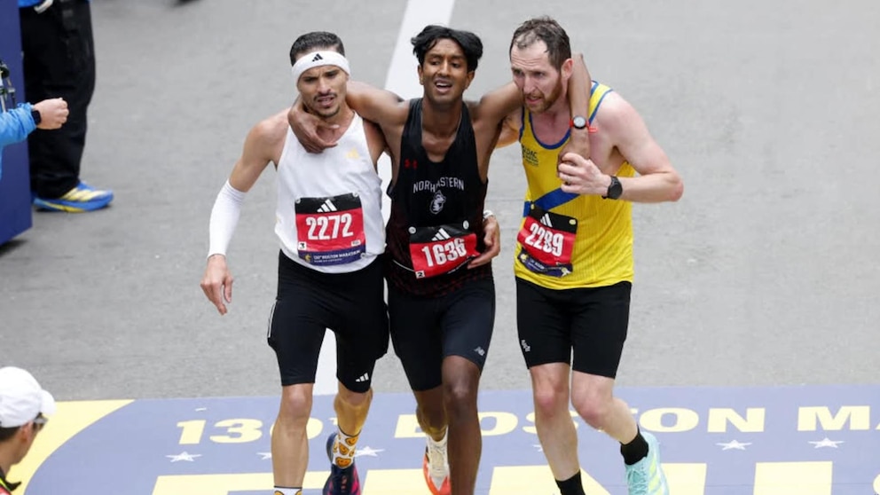 WATCH: David Muir shares moment of kindness between strangers at Boston Marathon finish line