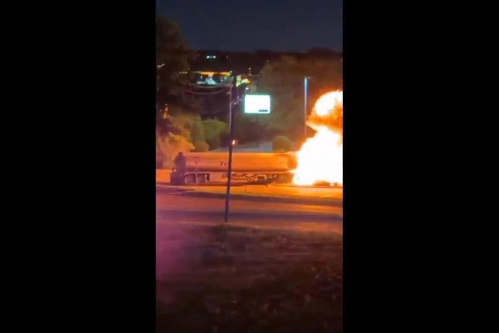 Gasoline tanker erupts in flames after hitting power lines in Texas - AP News