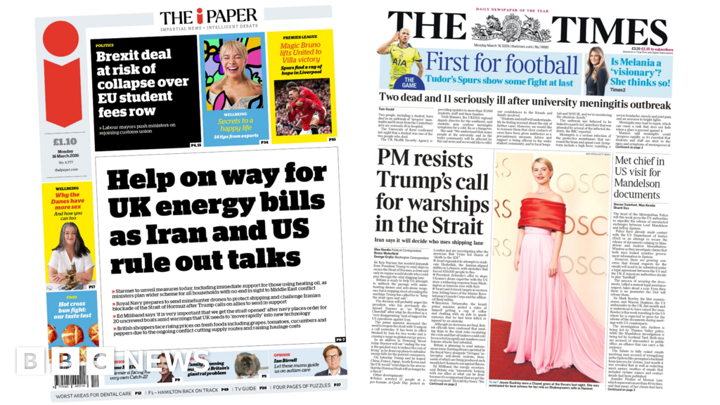 The Papers: 'Help' for energy bills and PM 'resists' Trump warships call