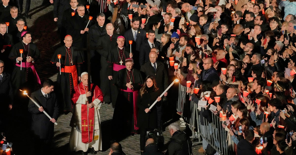 Pope Leo carries cross for all 14 stations during Good Friday procession