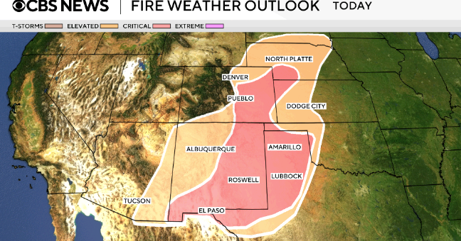 Millions under wildfire alerts in central U.S., as warmth, winds fuel risks