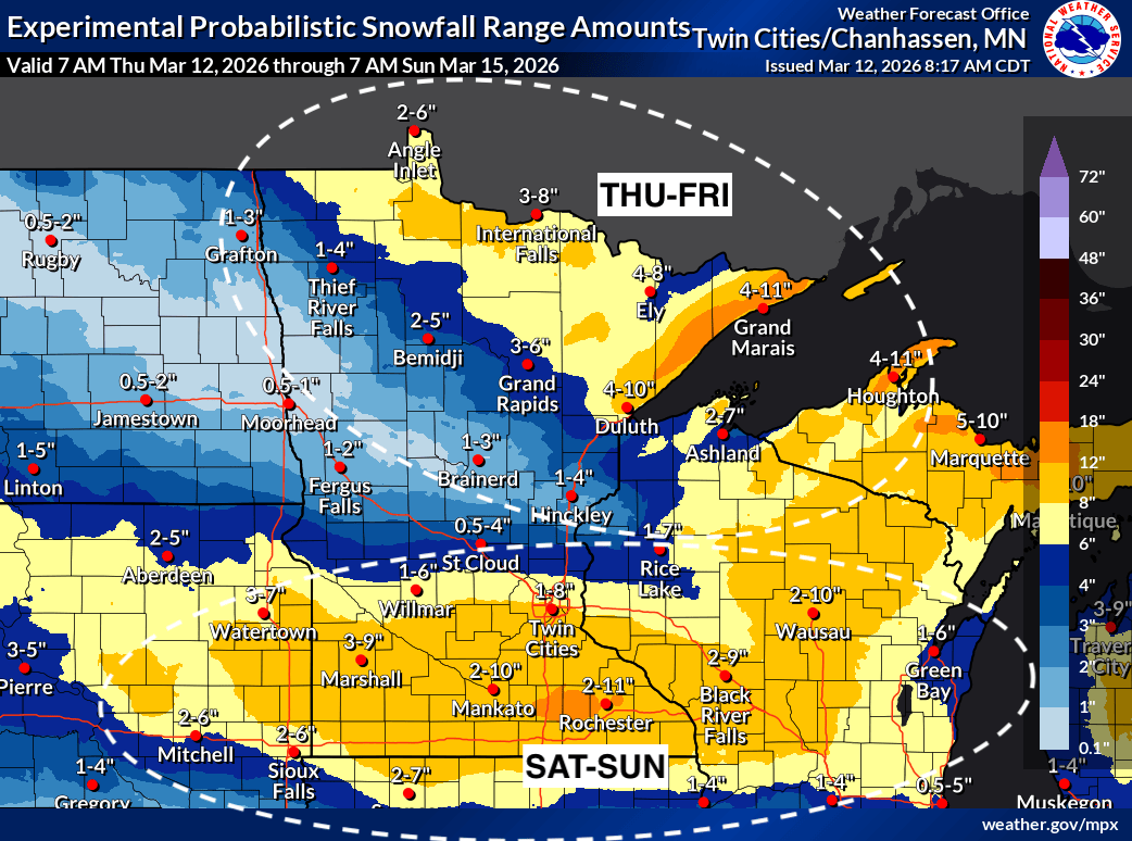 Heavy snow north, rain south Thursday followed by a weekend storm also - MPR News