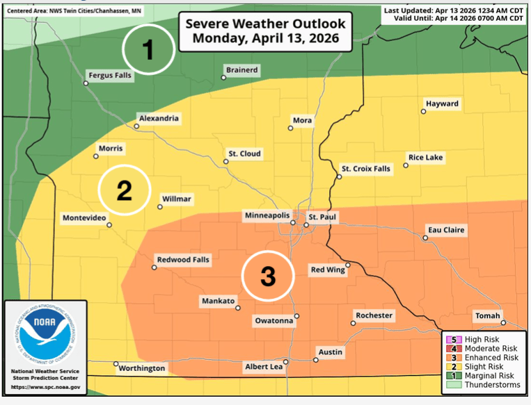 Active weather week ahead: Severe storms possible Monday afternoon - MPR News
