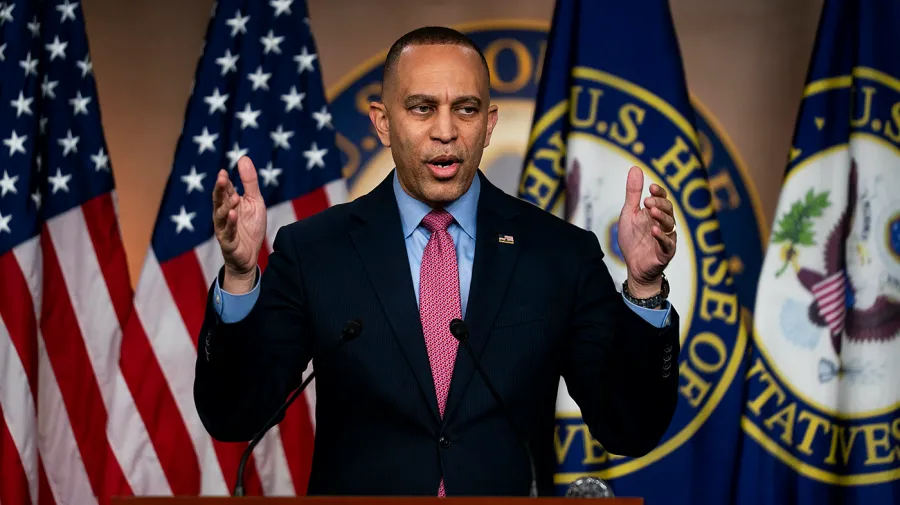 Jeffries declines to say whether he’ll block Pentagon funding: ‘We’ll cross that bridge when we get to it’
