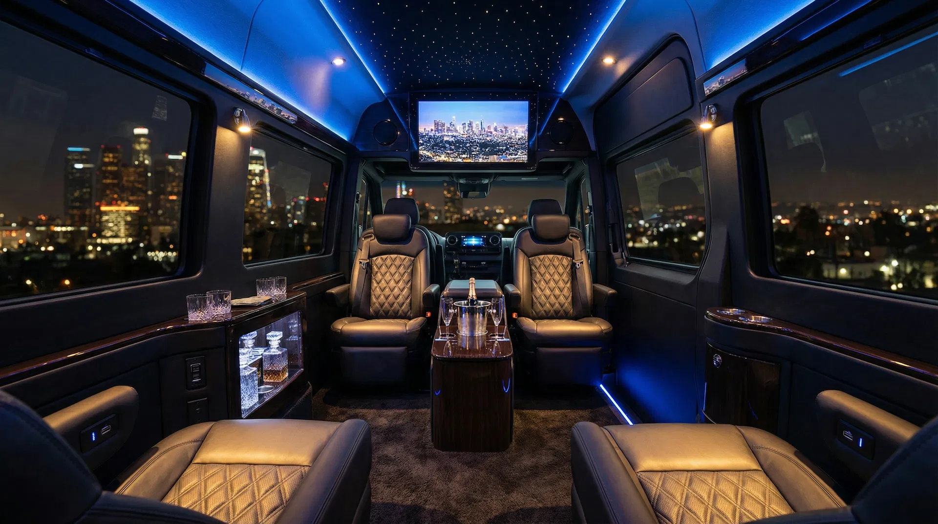 Mercedes-Benz Sprinter luxury interior with starlight ceiling