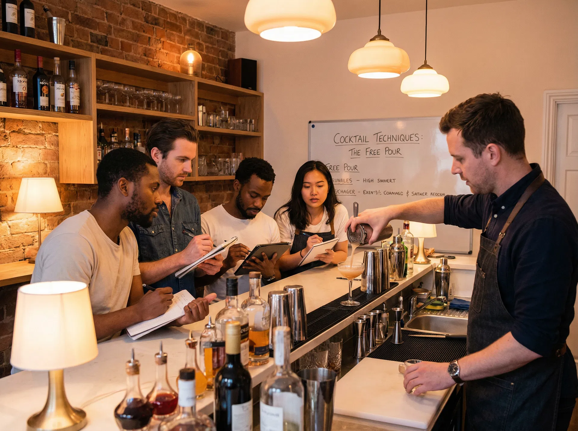 Bartending class in session