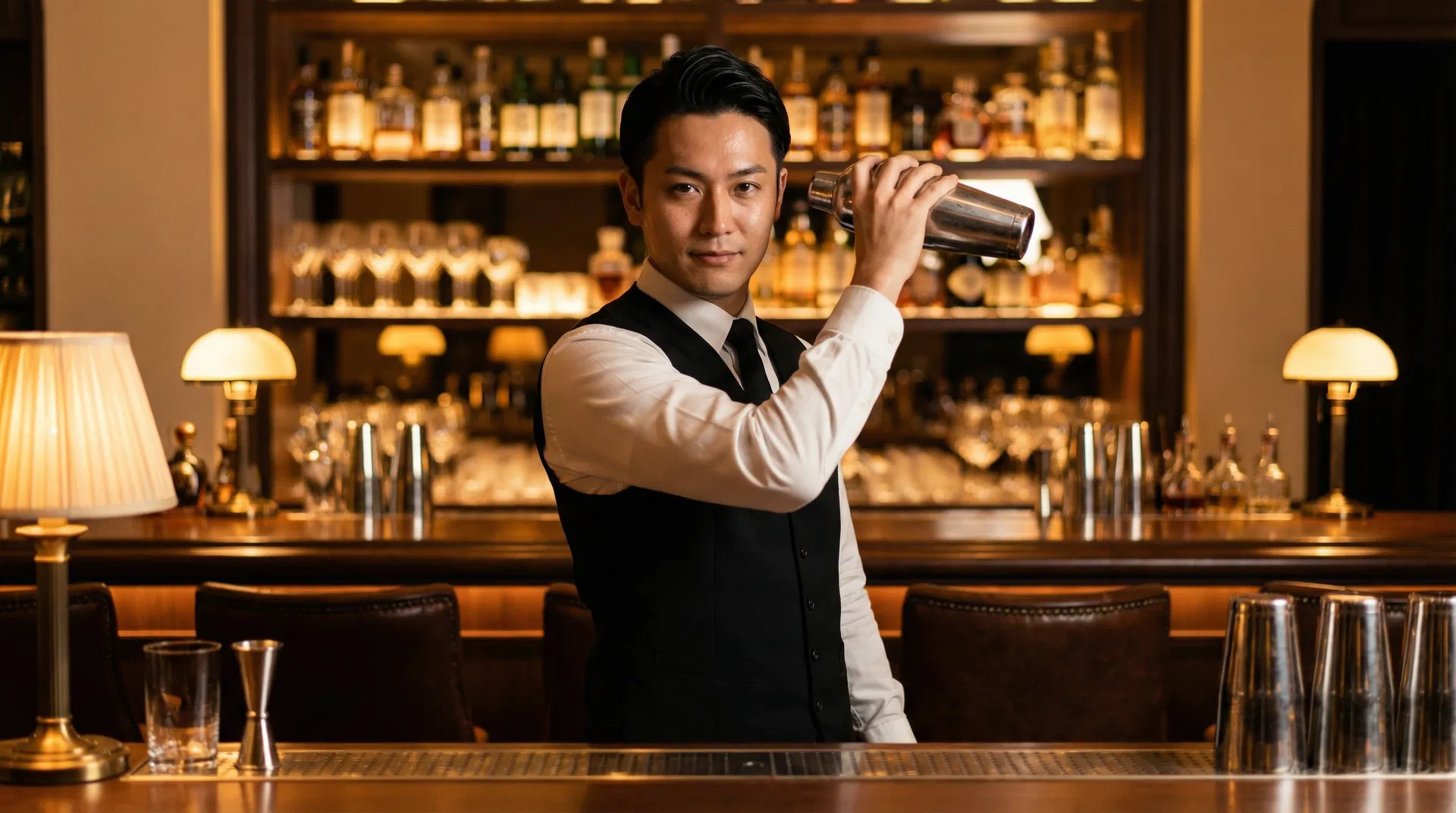 Professional bartender at work