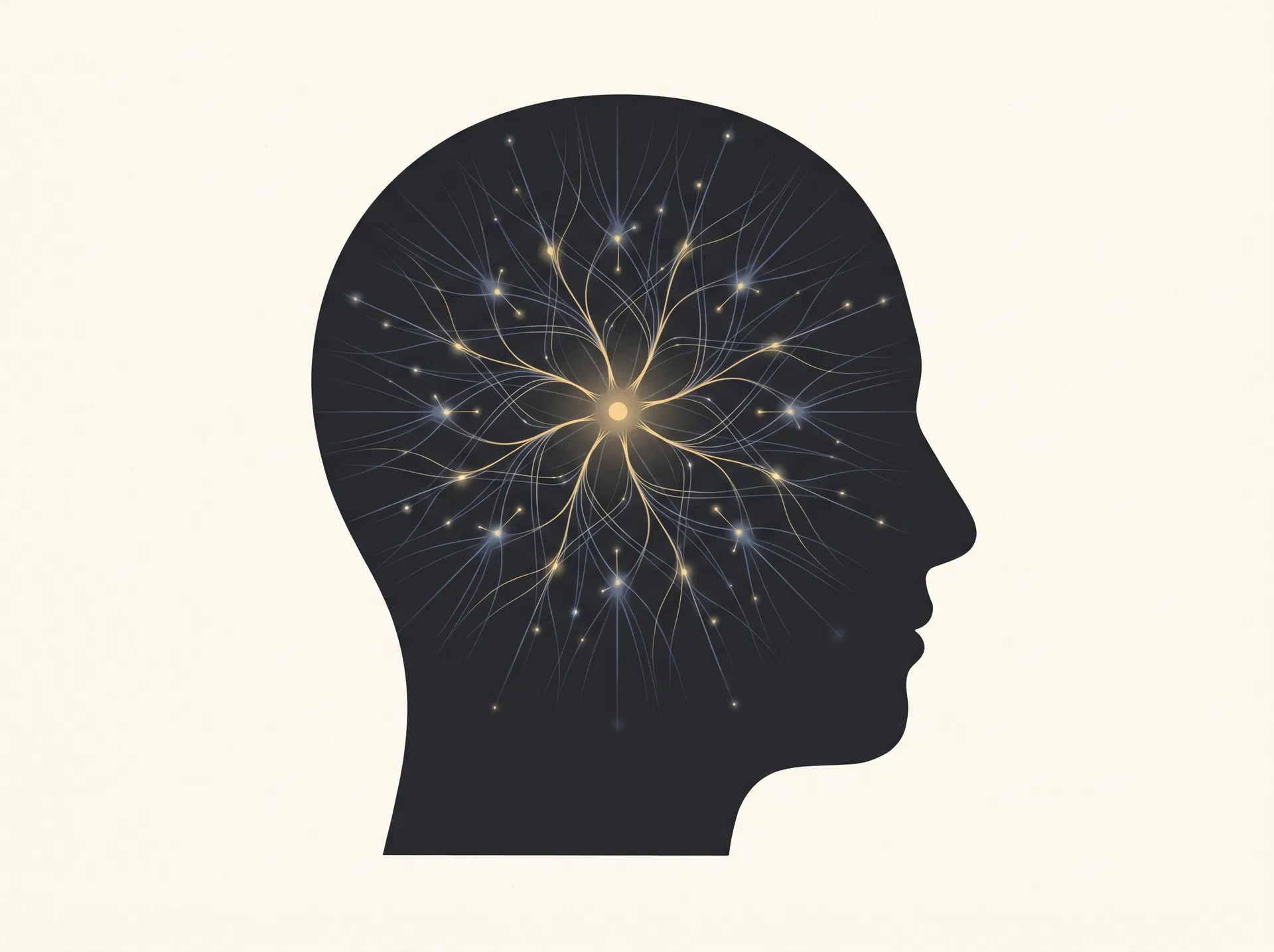 Neural network inside a brain silhouette