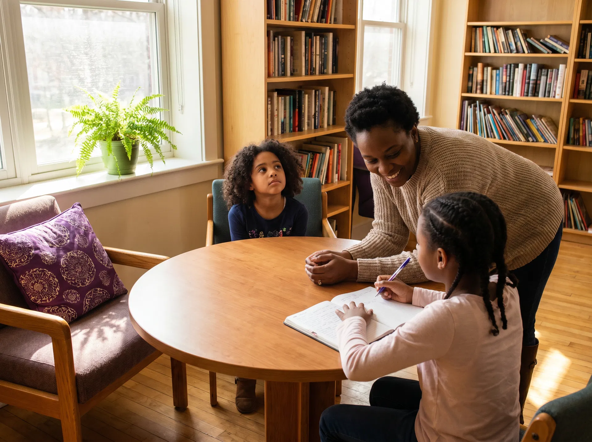 Mentor working with young girls