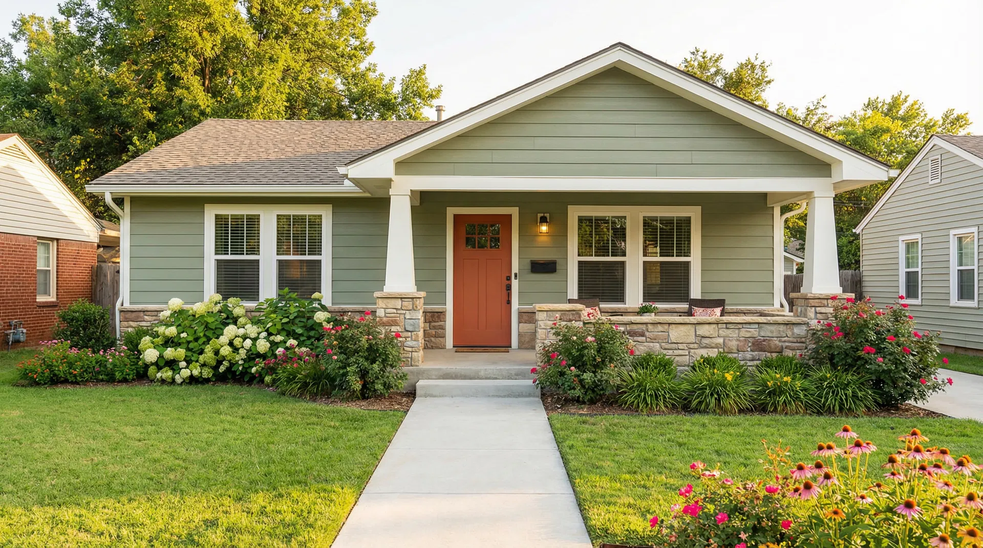 Renovated Oklahoma home with sage green exterior