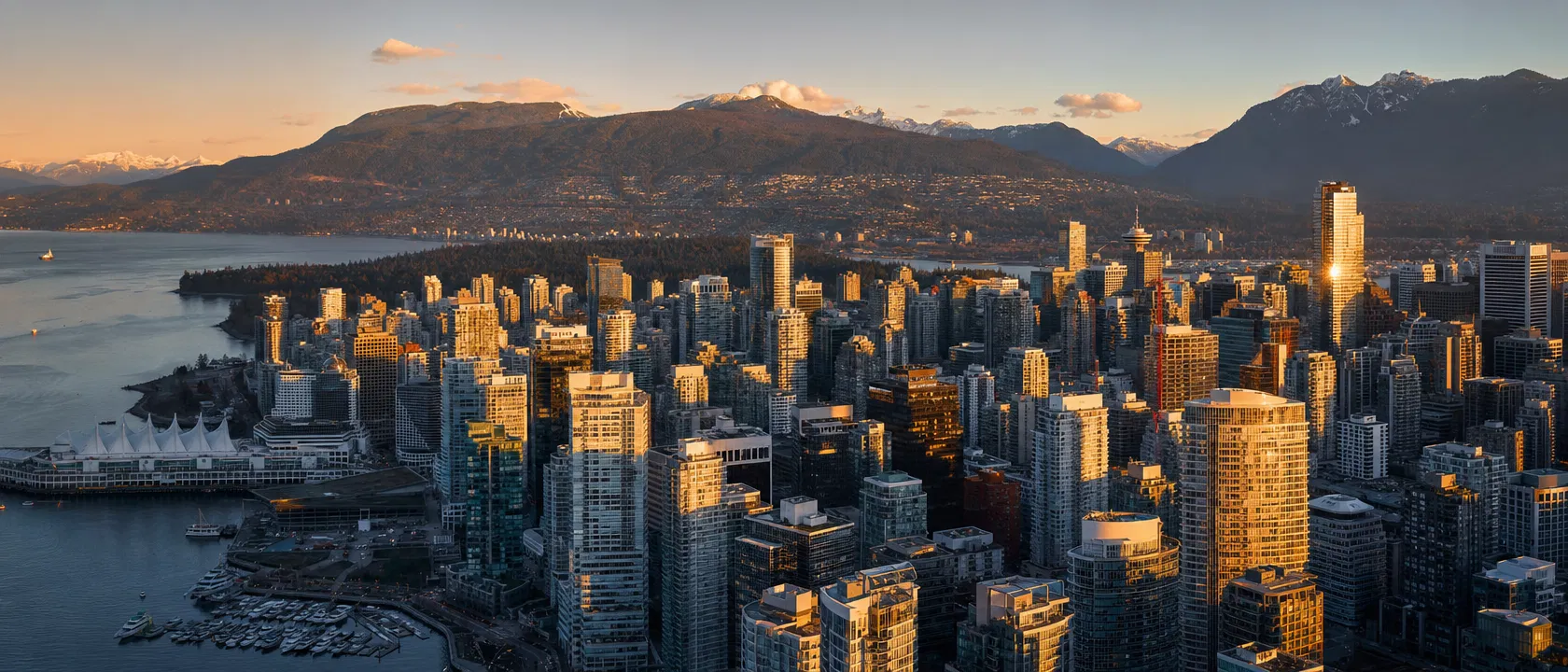 Vancouver skyline at golden hour