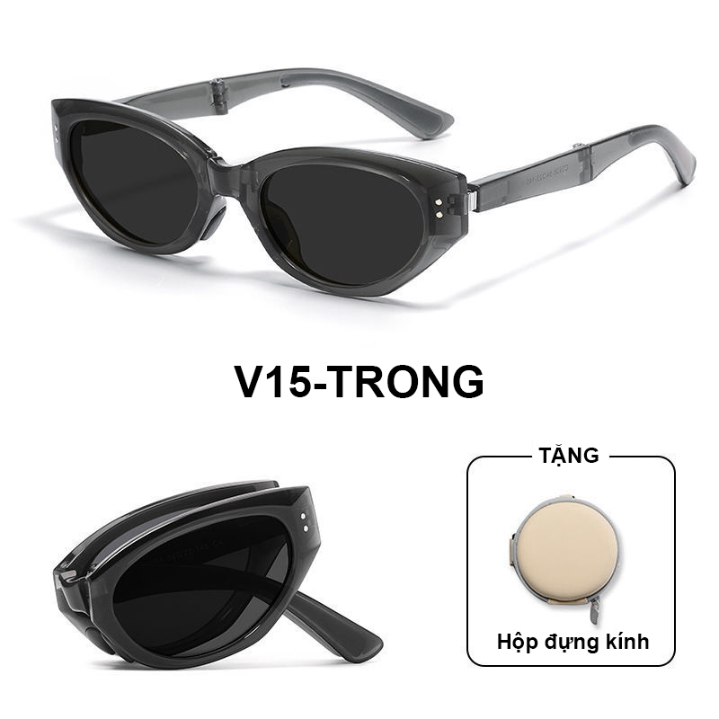 [Hluxury] Kính gấp gọn cao cấp mắt mèo dành cho nữ tiện lợi nhỏ gọn, chống tia Uv và chói V15