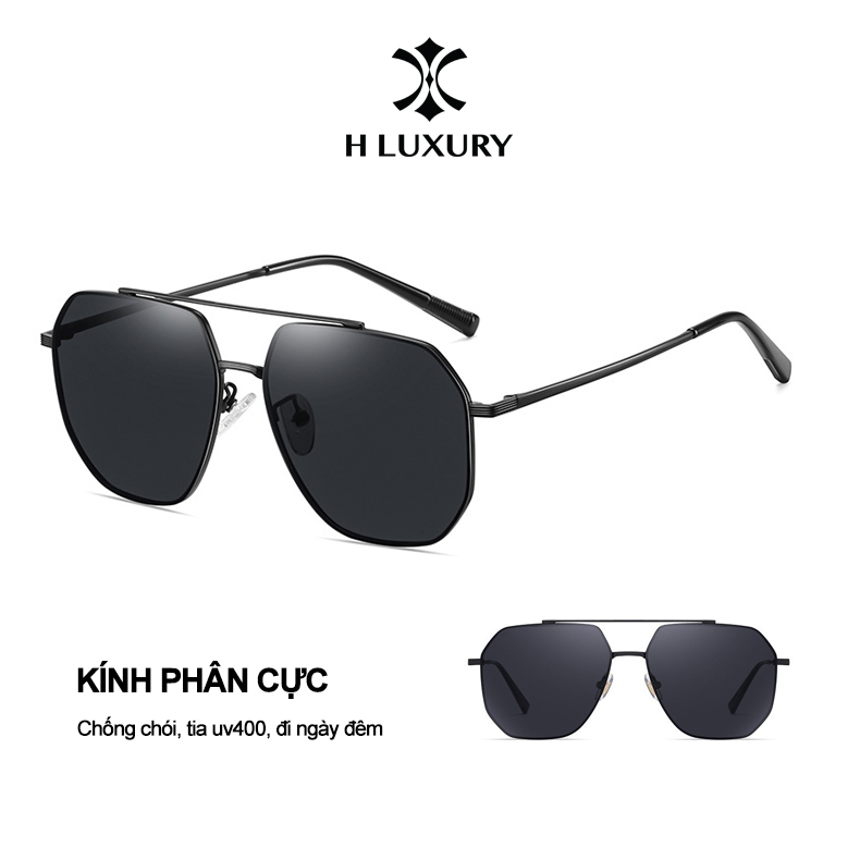 Hluxury kính Mắt Thời Trang H Luxury V3 Chống Chói & Tia UV Nam Nữ, Gọng kim loại cao cấp - Mắt Kính Đẹp Xu Hướng