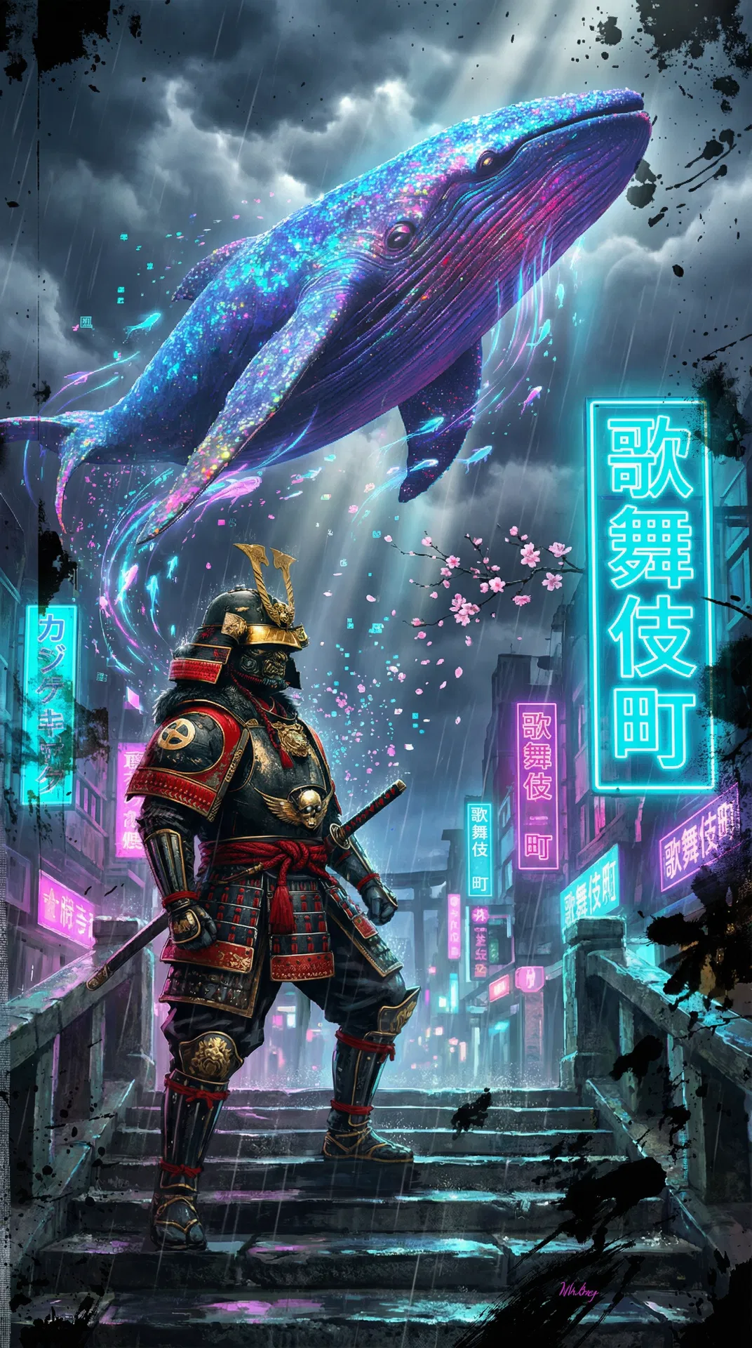 Samurai meets the flying whale in Kabukicho