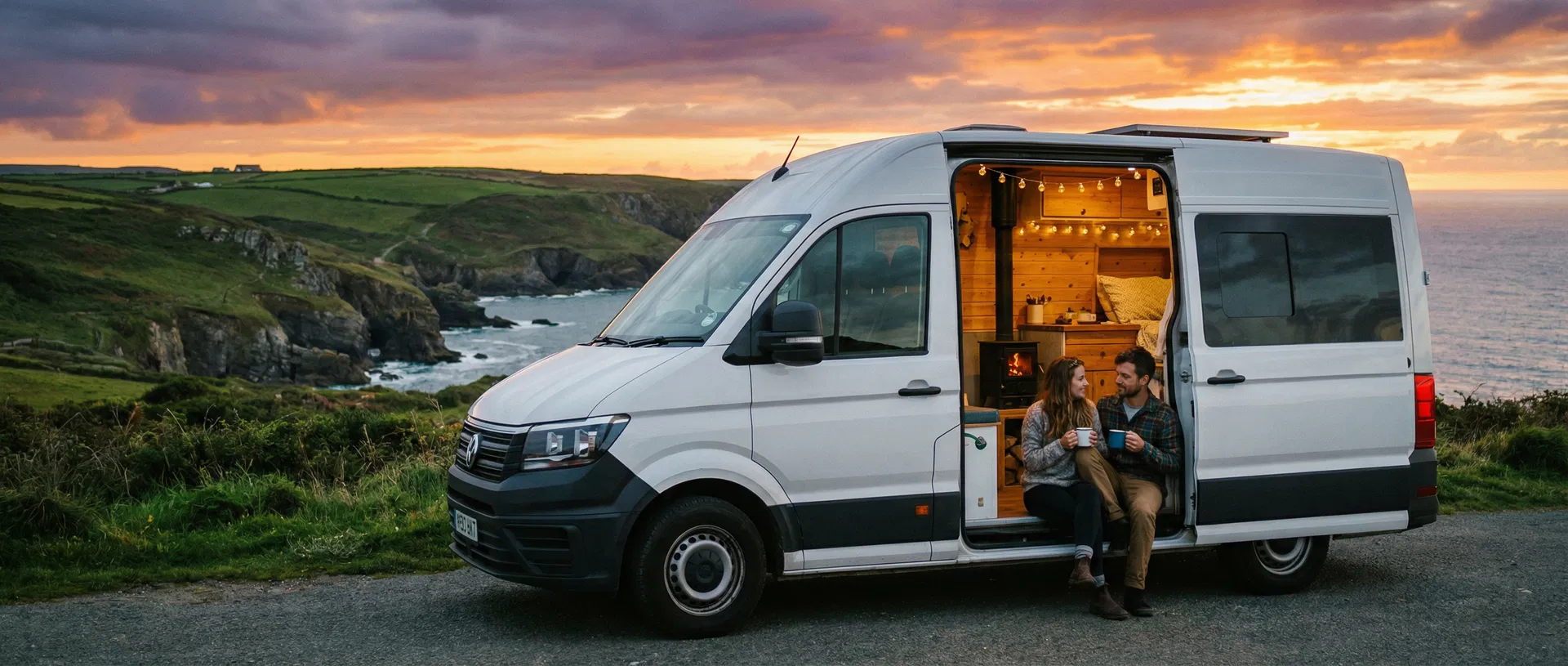 Campervan at sunset