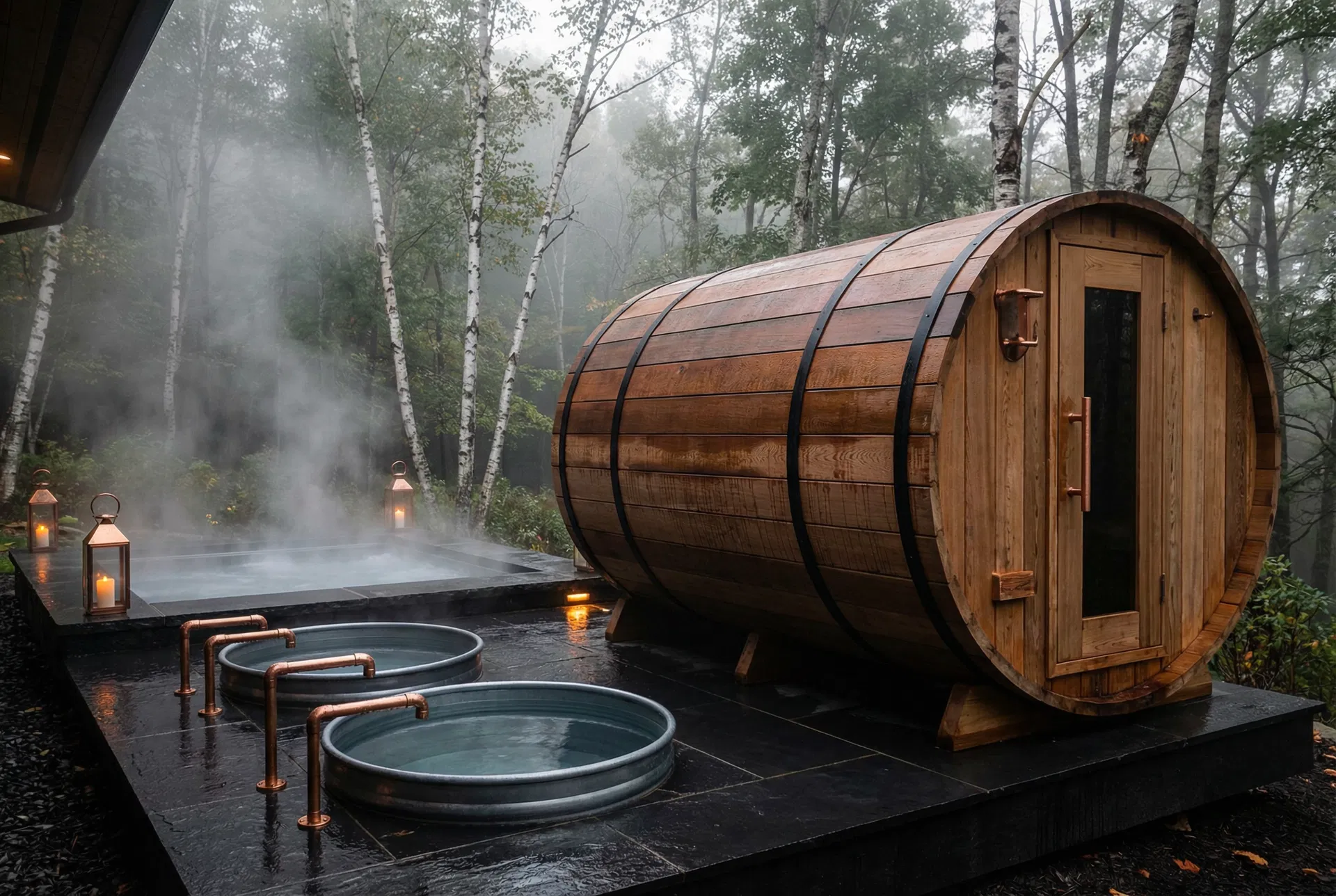 Nordic spa with sauna and cold plunge