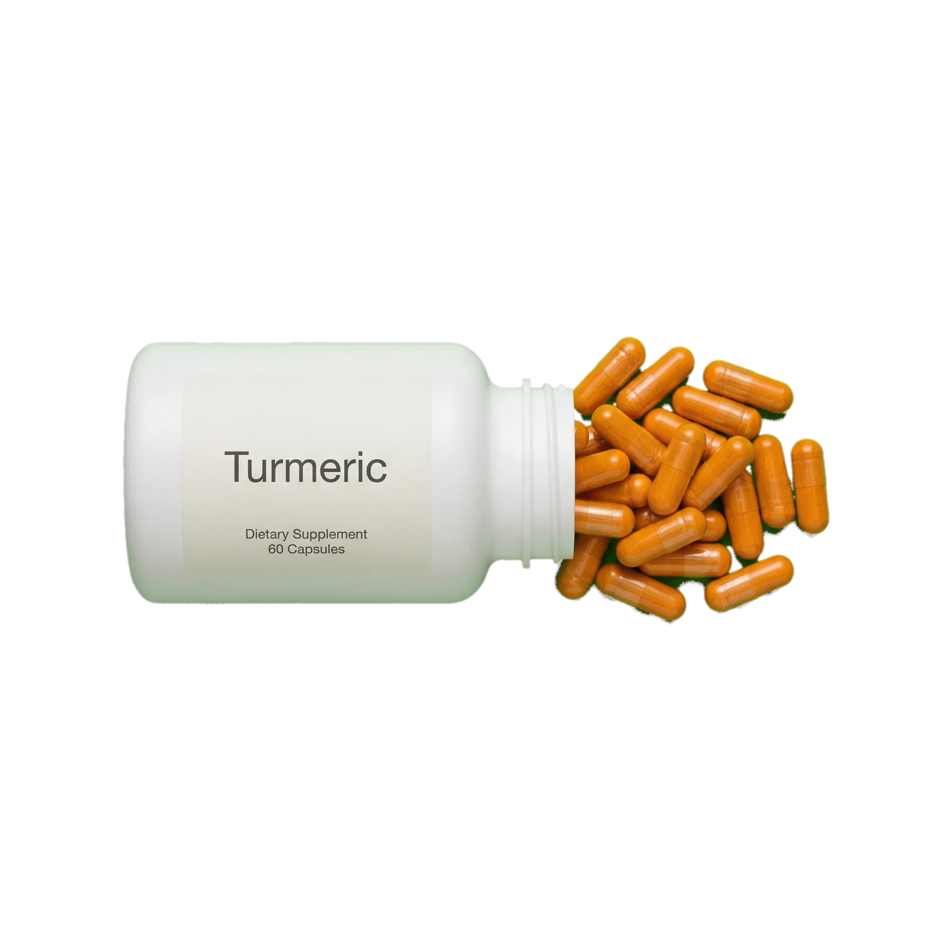 Turmeric supplement capsules bottle